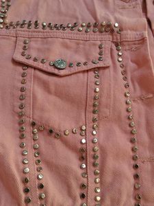 Pink Studded Denim Jacket