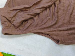 Brown Cowl Neck Top