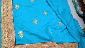 Elegant Blue Embroidered Saree