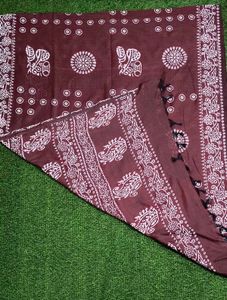 Batik Handloom Saree - Chocolate Brown