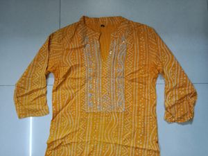 Yellow Bandhni Kurti