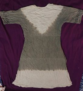Beige and Khaki Multicolour Kurti