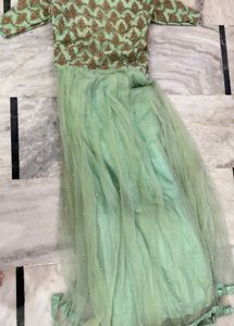 Light Green heavy Gown Off shoulder