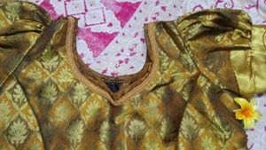 Golden Brocade Blouse With Skirt