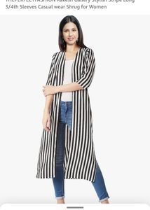 Stylish Stripe Long 3/4th Sleeves Casual wear Shru