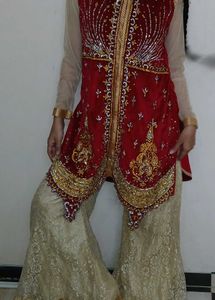 Bride Red &amp; Gold Embellished Outfit Only Top