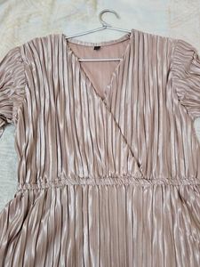 Rose Gold Pleated Midi Dress