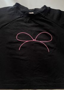 Pink Bow Black Top 🎀