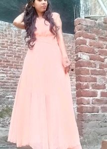 Peach Color Full Gown