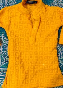 pure cotton Yellow  Kurta set