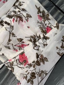 Floral Ruched Crop Top with Puff Sleeves