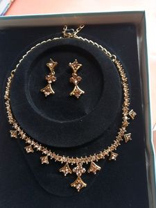 Gold Plated Single Necklace With Earrings