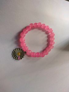 Pink Beds Bracelet With Flower