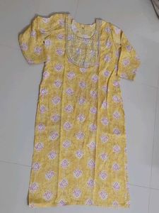 Elegant Yellow Printed Kurta