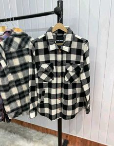 Oversized Black &amp; White Buffalo Check Shacket
