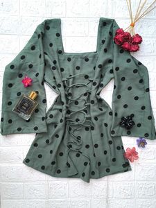 Corset Back Polka Dot Kurti 🖤