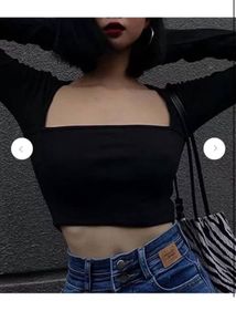 Black Long Sleeve Crop Top