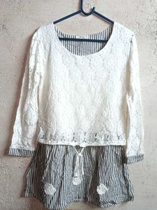 Trendy Ladies Lace Fashion Top White