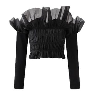 Imported Ruffled Off-Shoulder Top