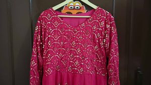 Rani Pink Embellished Anarkali Set