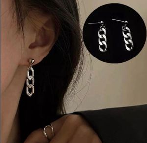 Bold Chain Link Drop Earrings Silver