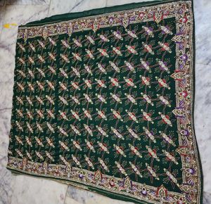 Embroidered Green Saree