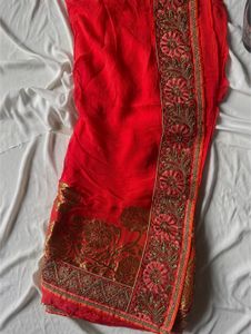 Heavy Work Red Saree