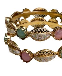 Gold-tone Bangle with Pastel Stones