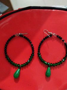Emerald Green Beaded Earrings