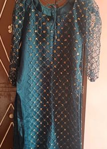 Teal Embellished Kurti