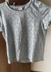 Light Blue Eyelet Tee