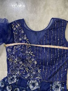 Elegant Blue Embroidered Gown