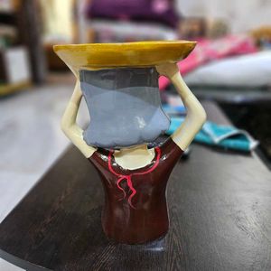 Beautiful Girl Resin Decorative Tray Showpiece