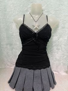 Black Lace Trim Cami Top