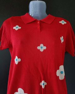 Red floral Tops