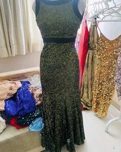Emerald Sequins Gown By Badgley Mischka