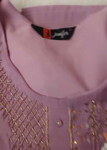 Lilac Embroidered Kurta Pant Set