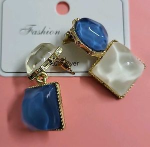 New Stylish Blue &amp; White Earrings