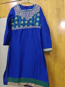 Blue Embroidered Kurti