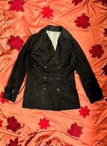 Classic Black Peacoat With Belt