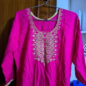 Pink Embroidered Kurta
