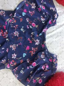Floral Navy Blue Off - Shoulder Dress
