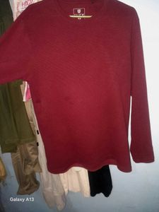 Click Burgundy Long Sleeve TShirt