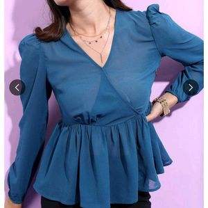 Navy Blue Peplum Top
