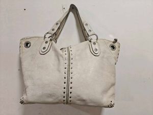 Michael Kors White Astor Leather Studded Bag