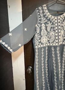 Grey Embroidered Kurti