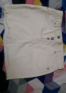Beige Denim Skirt