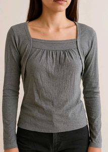 Gray Long Sleeve Top