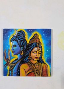 Mini Shiva Parvati Canvas Art Painting