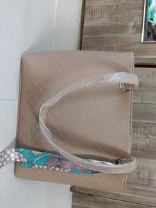 Beige Quilted Tote Bag